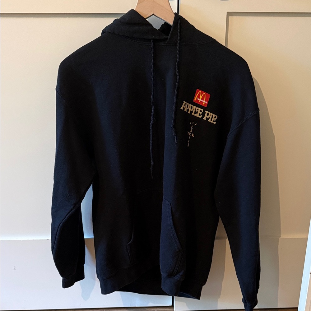 Travis Scott McDonald's Black Hoodie with Red & Yellow Apple Pie Logo - Men's